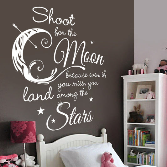 Shoot For the Moon, Land Among the Stars Quote - 1 Color - Dana Decals