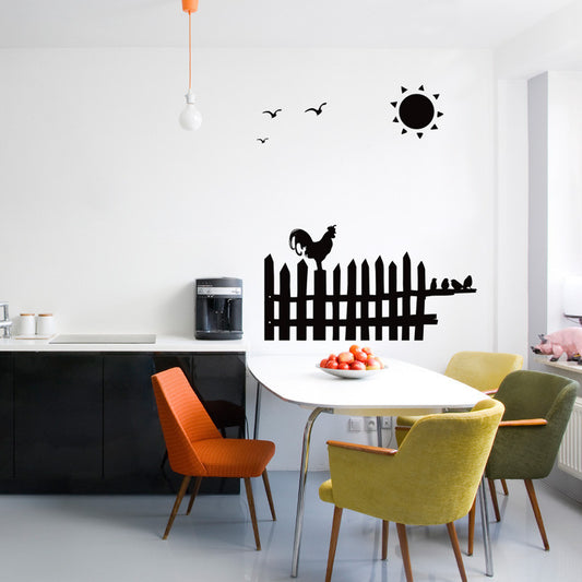 Rooster on Fence Morning Scene - Dana Decals