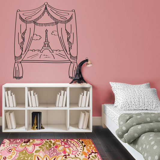 Paris Window & Eiffel Tower Scene Doodle - Dana Decals