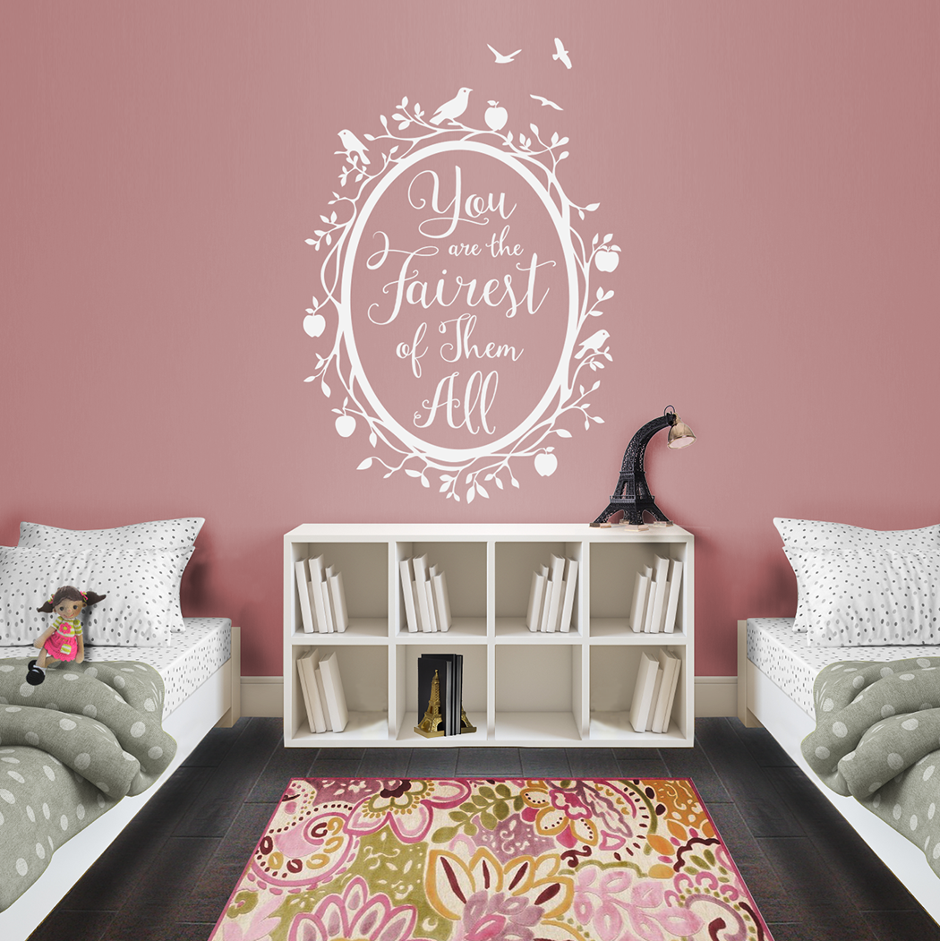Snow White Fairest of Them All Quote in Woodland Mirror - Dana Decals