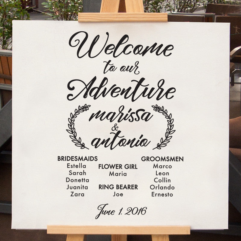 Wedding Party List Sign Decal - Dana Decals