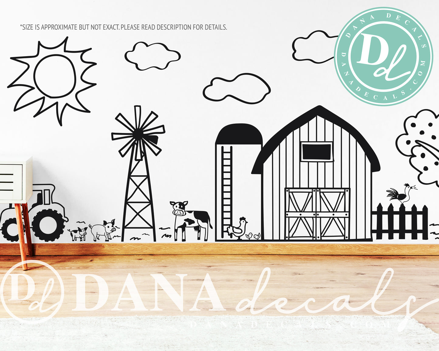 Doodled Farm Animals Country Decal Scene - Dana Decals