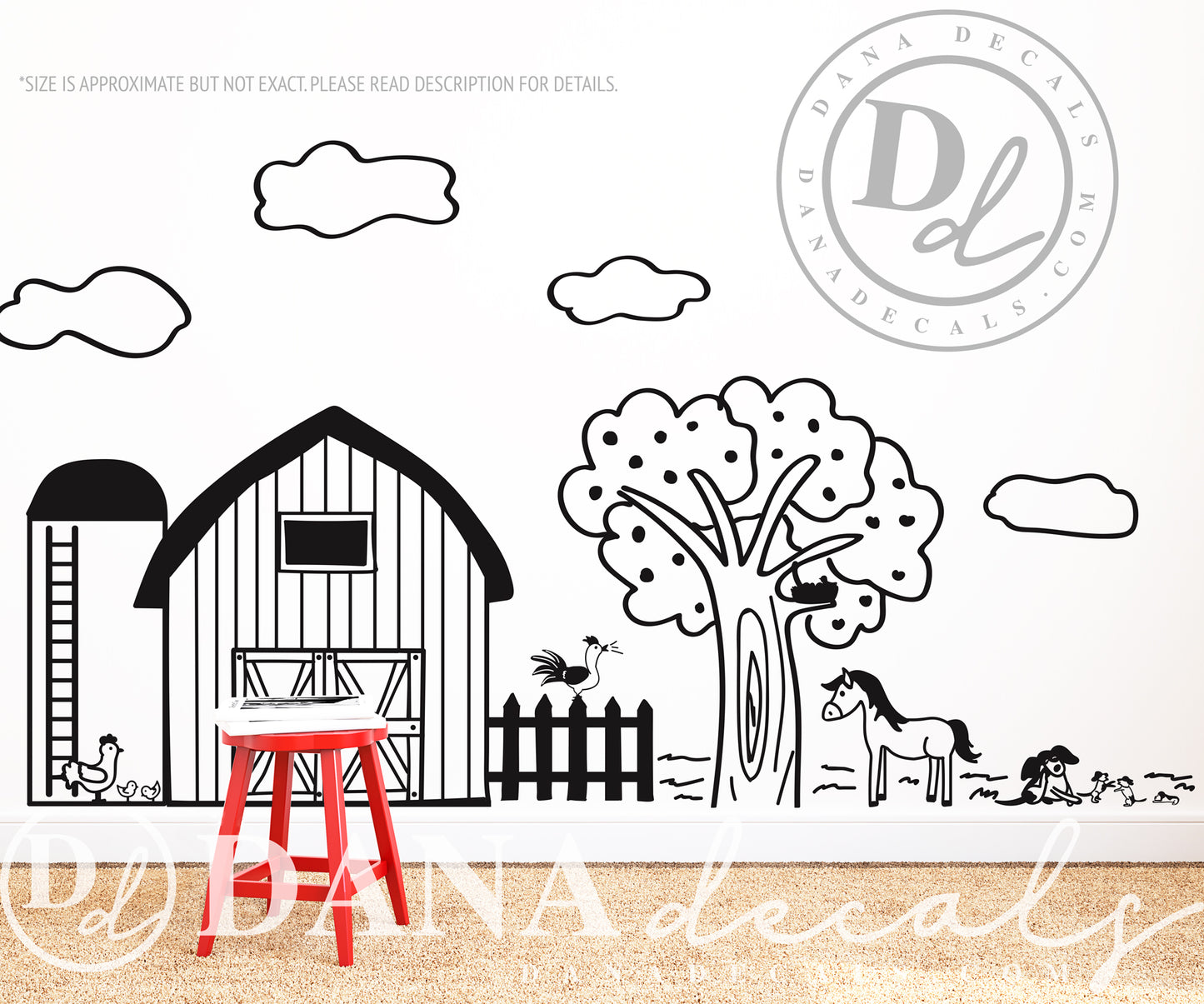 Doodled Farm Animals Country Decal Scene - Dana Decals