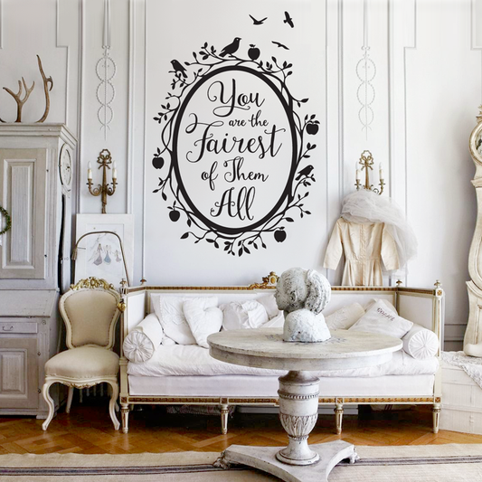 Snow White Fairest of Them All Quote in Woodland Mirror - Dana Decals