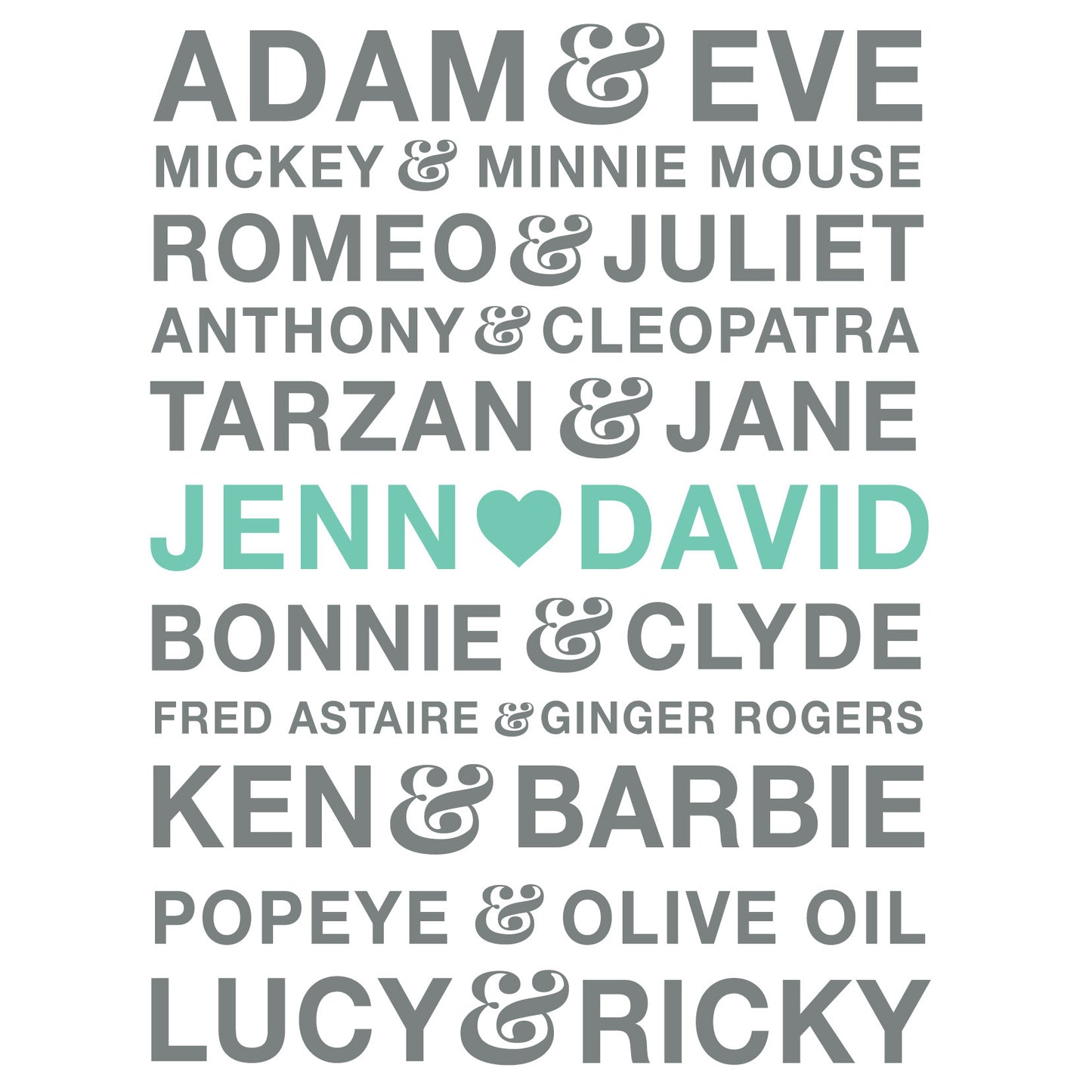 Famous Couples Names Personalized - Dana Decals