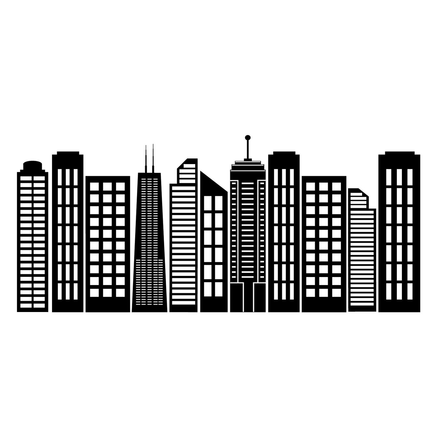 Simple Geometric City Skyline Silhouette - Dana Decals