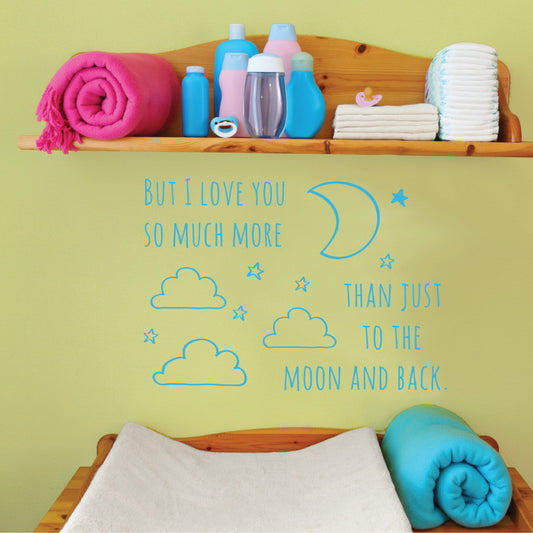Moon And Back Doodle Quote - Dana Decals
