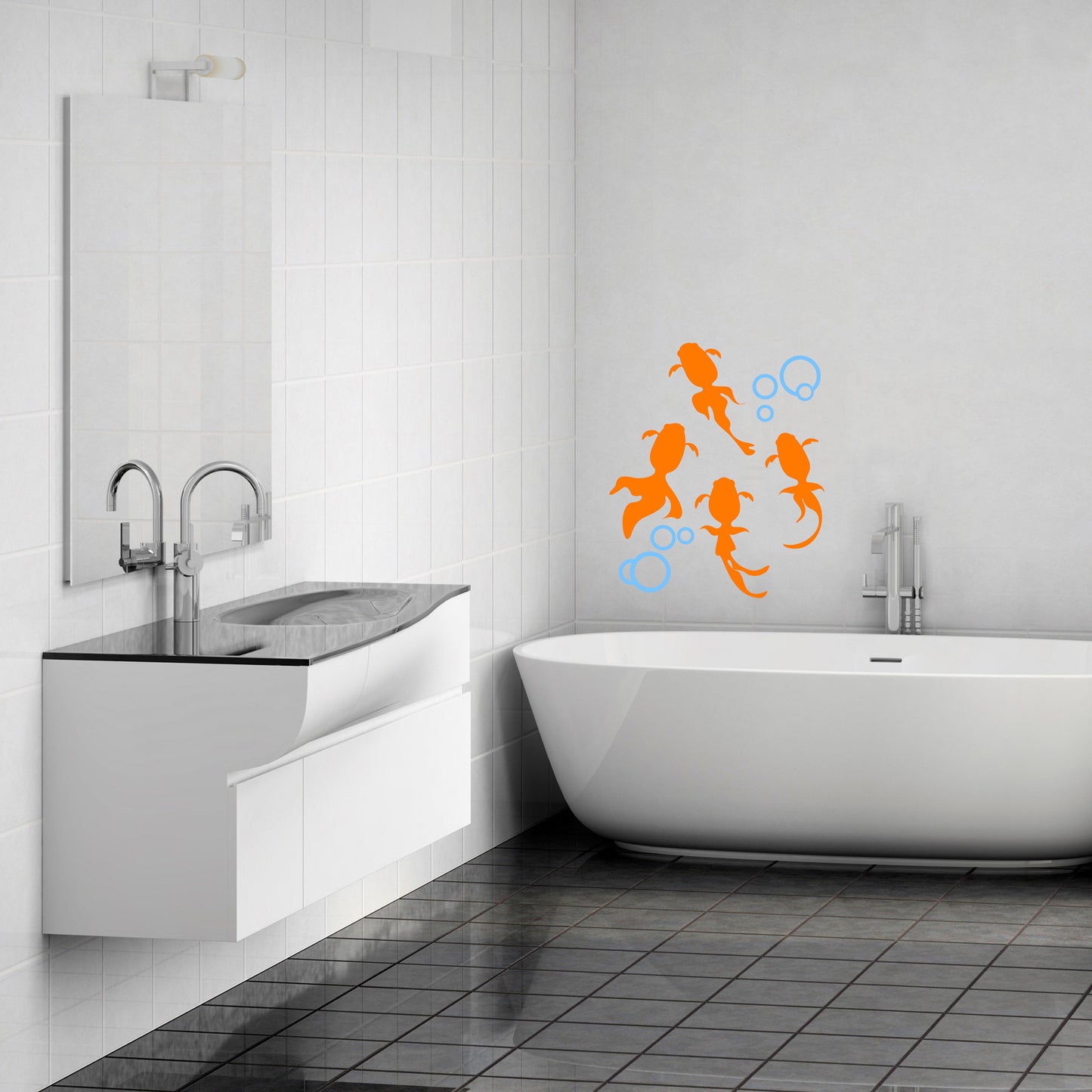 Koi Goldfish with Bubbles - Dana Decals