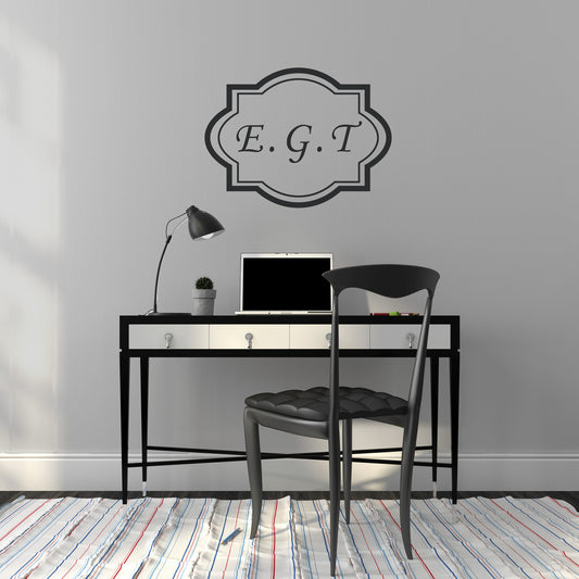 Engraved Frame Three Letter Monogram - Dana Decals