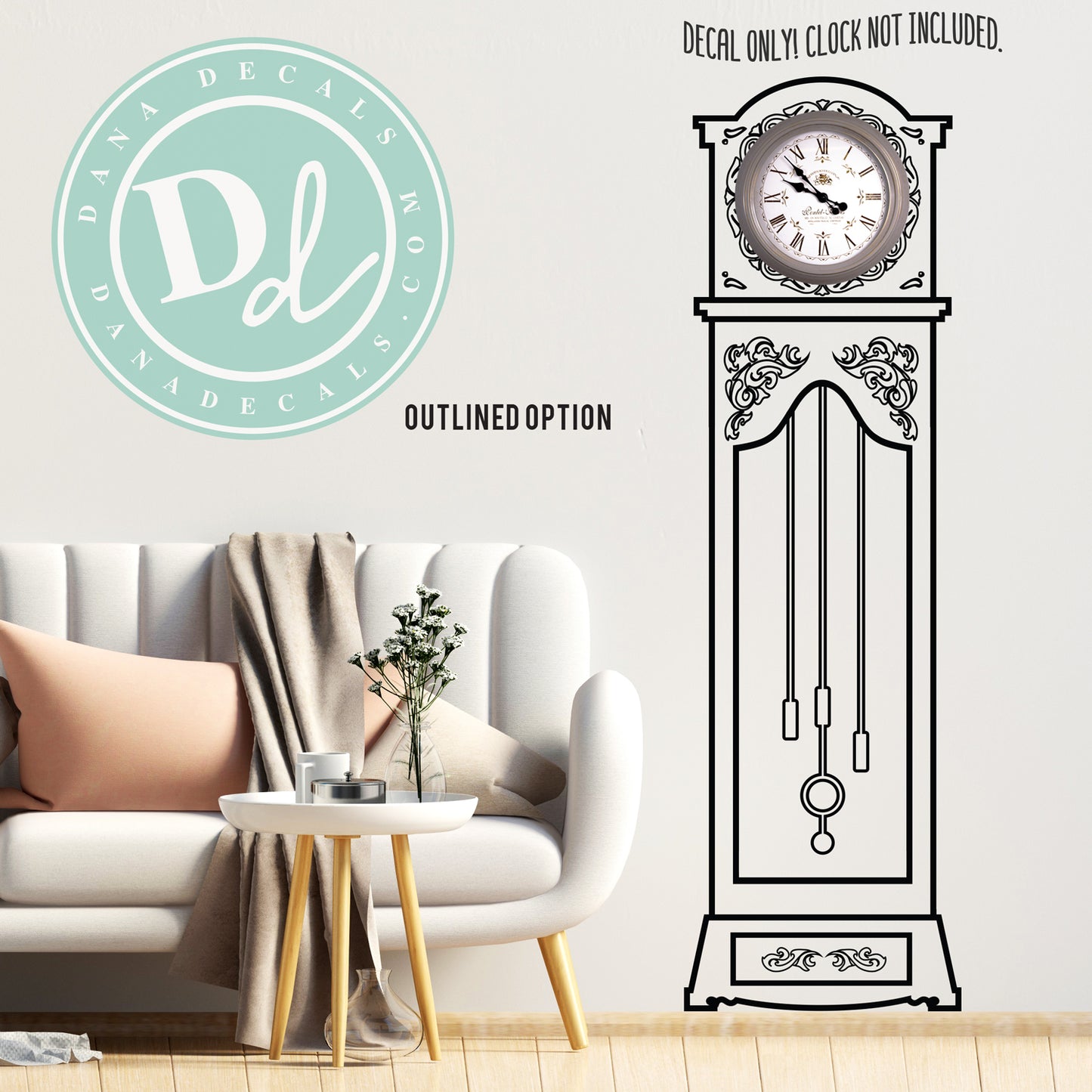 Antique Grandfather Clock Decal - Dana Decals
