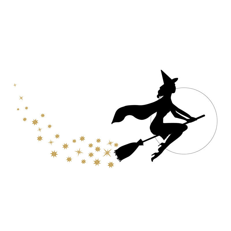 Witch on a Broom Silhouette Halloween - Dana Decals