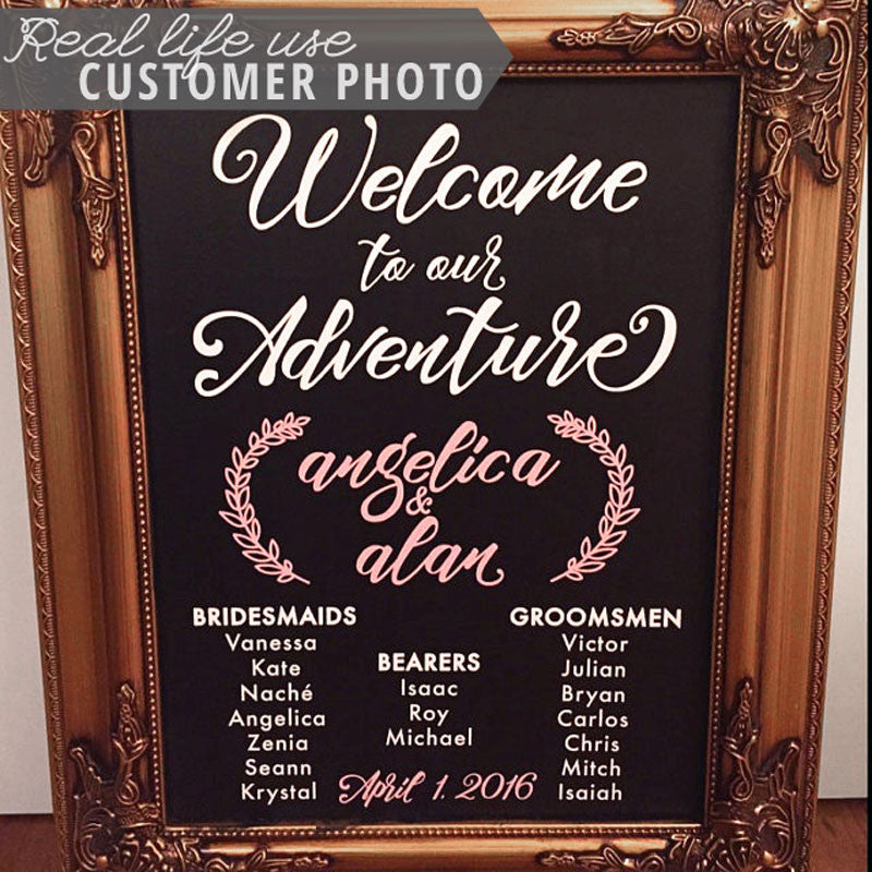 Wedding Party List Sign Decal - Dana Decals