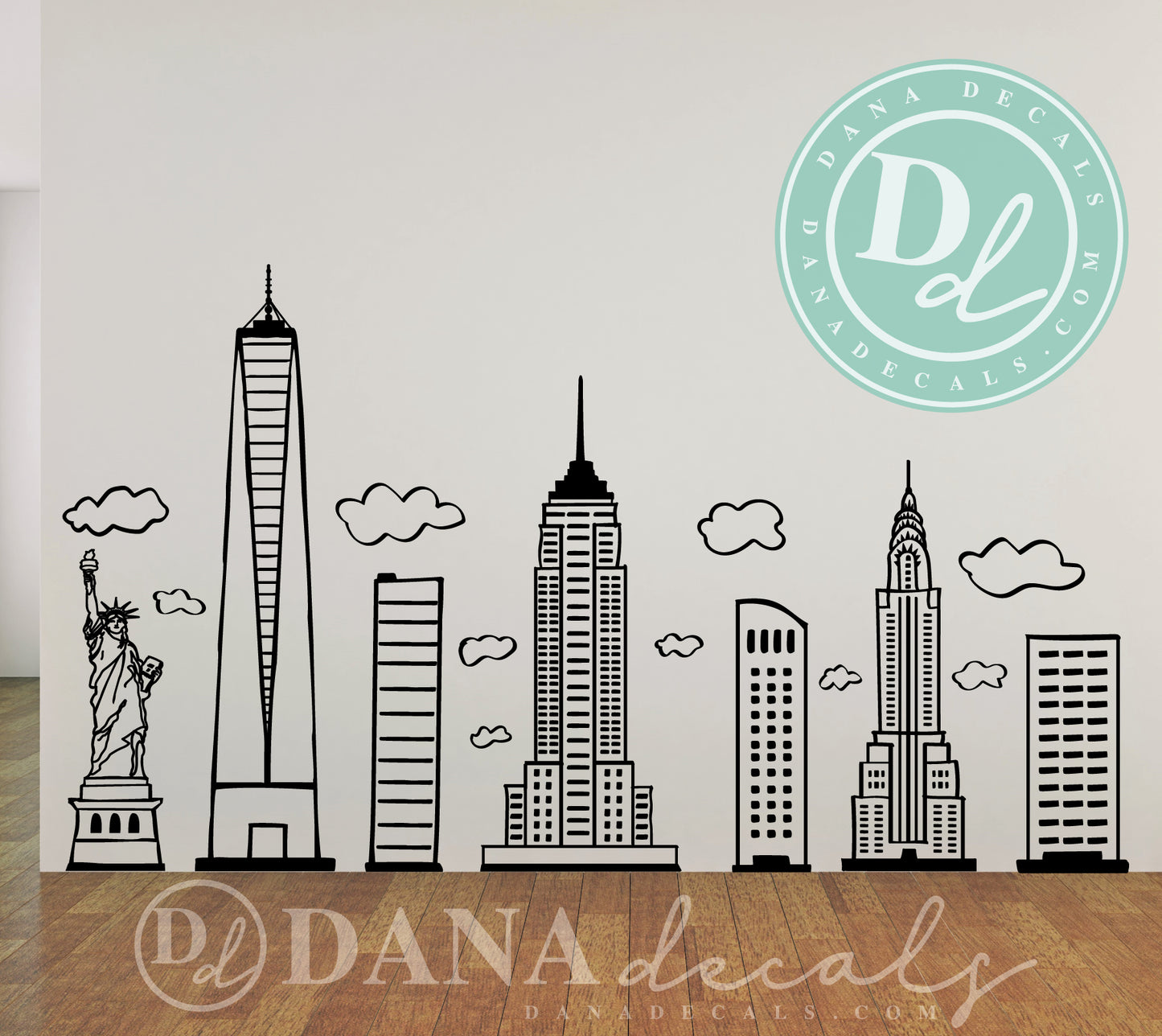 Doodled New York City Skyline - Dana Decals
