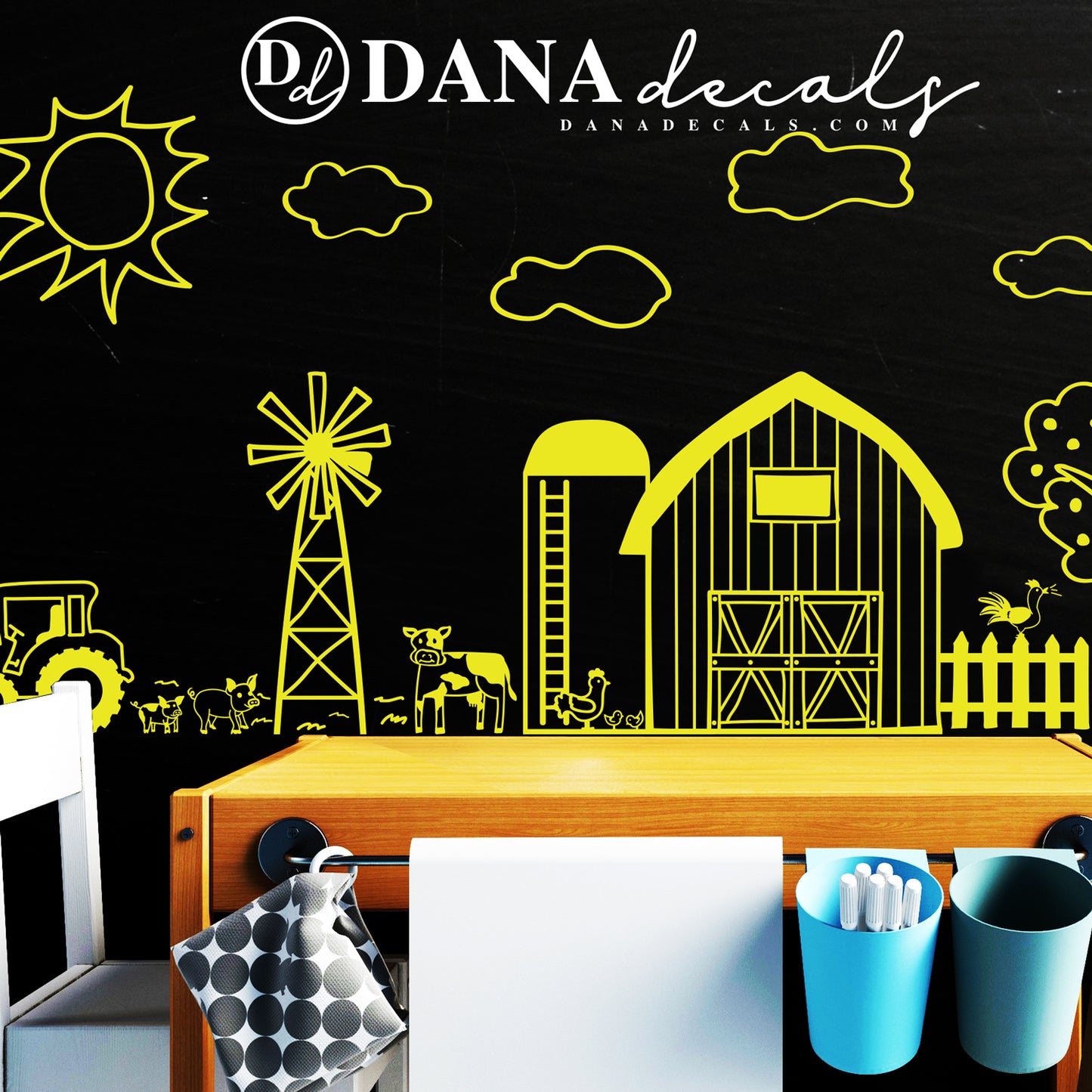 Doodled Farm Animals Country Decal Scene - Dana Decals