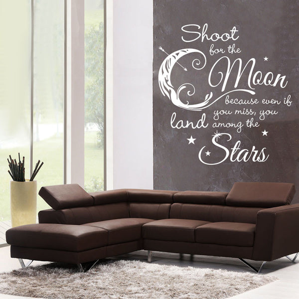Shoot For the Moon, Land Among the Stars Quote - 1 Color - Dana Decals