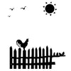 Rooster on Fence Morning Scene - Dana Decals