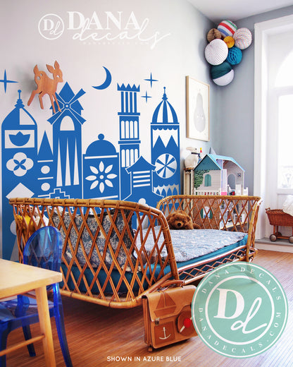 Whimsical Small Village World Wall Decal - Dana Decals