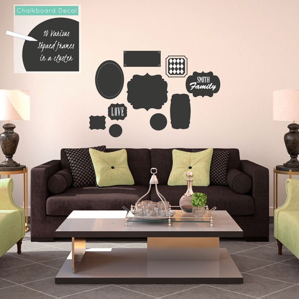 Chalkboard Cluster of Frames in Various Shapes - Dana Decals