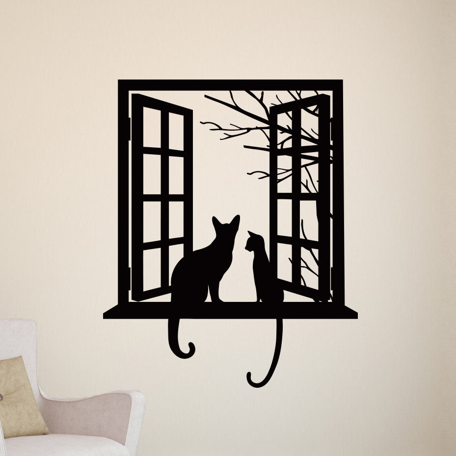 Cats looking through Window - Dana Decals