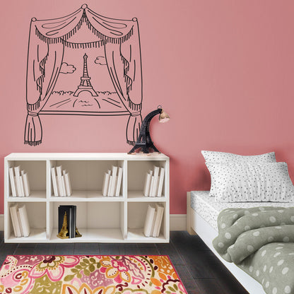 Paris Window & Eiffel Tower Scene Doodle - Dana Decals