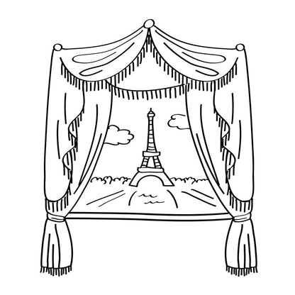 Paris Window & Eiffel Tower Scene Doodle - Dana Decals