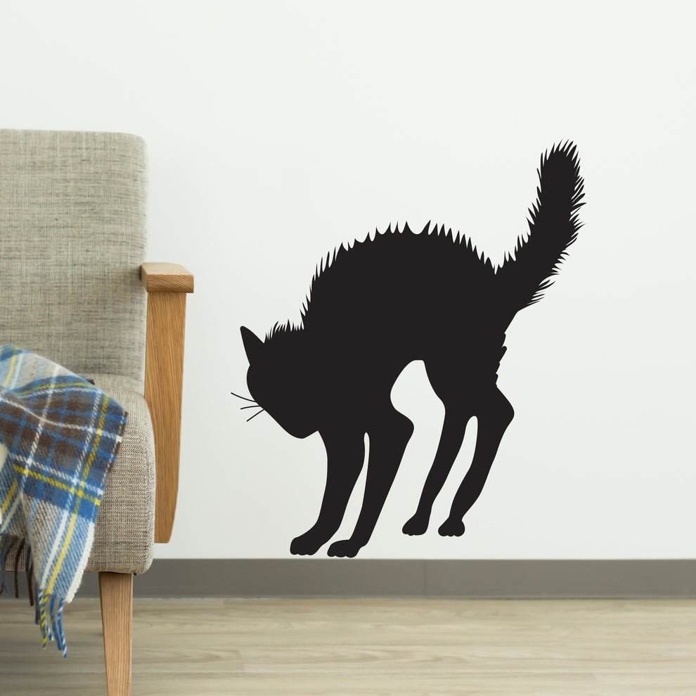 Angry Arched Scary Halloween Black Cat Silhouette - Vinyl Wall Art ...