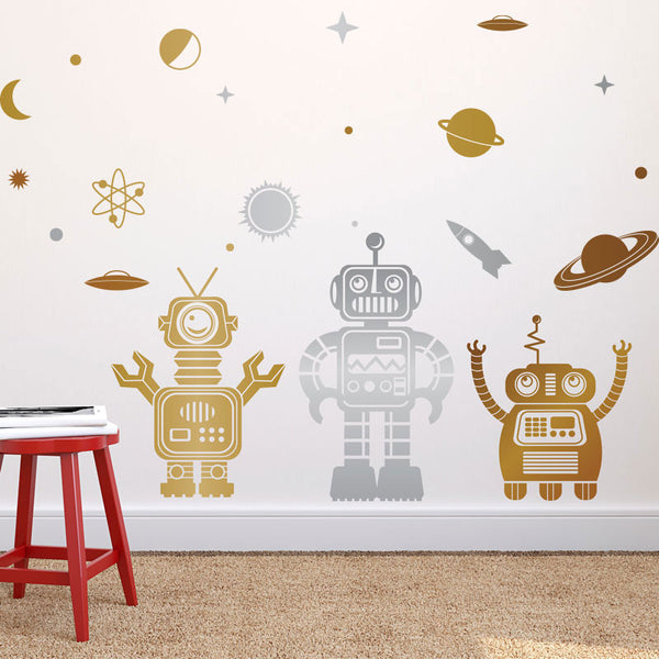 Friendly 3 Color Space Robot Collection - Dana Decals