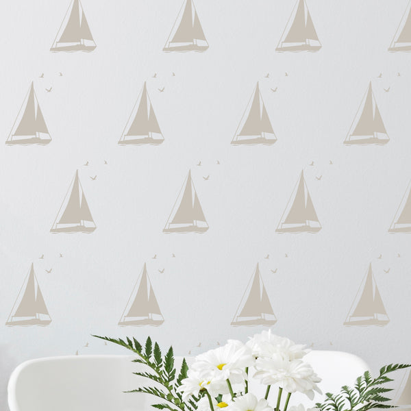 Sailboat with Seagulls Wall Pattern - Dana Decals