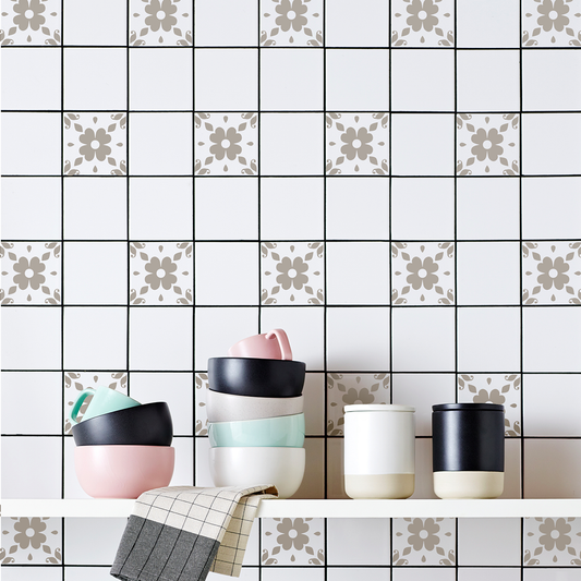 Floral Tile Pattern, 1 Color - Dana Decals