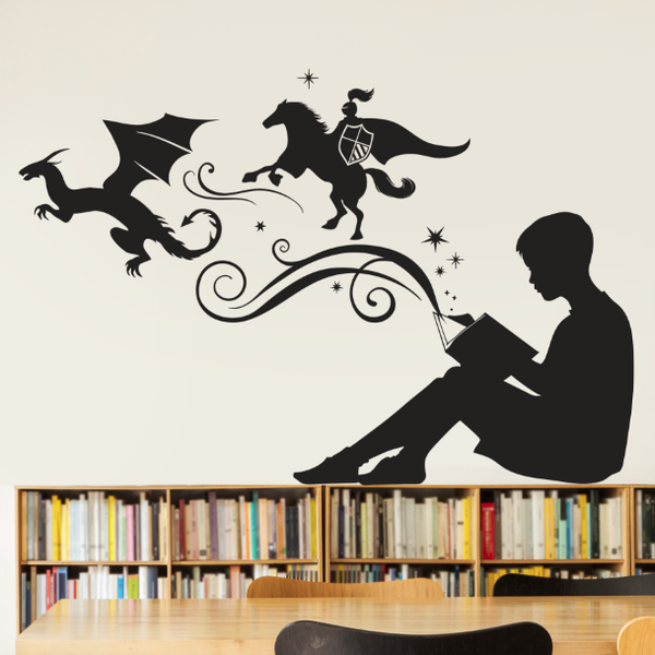 Boy Reading Magic Book Wall Decal - Dana Decals