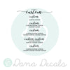 Simple Elegant Custom Wedding Menu - Dana Decals