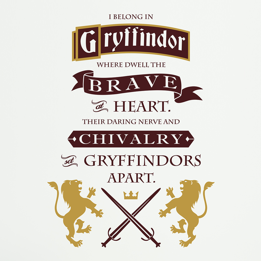 Gryffindor Brave at Heart Quote, 2 Color - Dana Decals