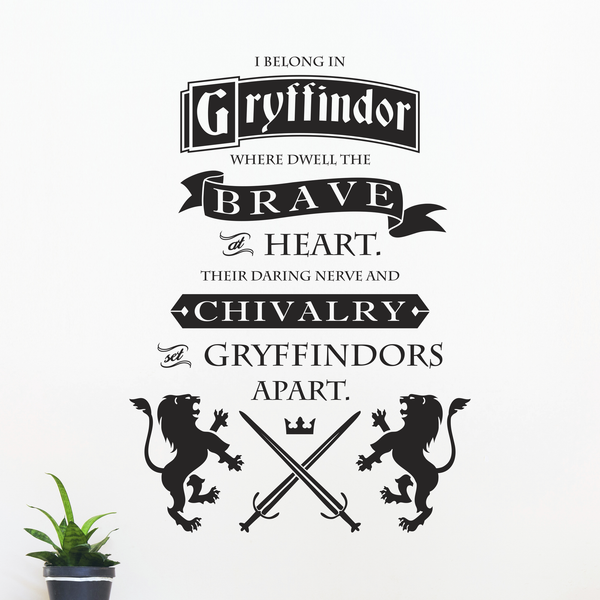 Gryffindor Brave at Heart Quote, 1 Color - Dana Decals