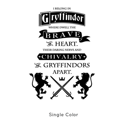 Gryffindor Brave at Heart Quote, 1 Color - Dana Decals