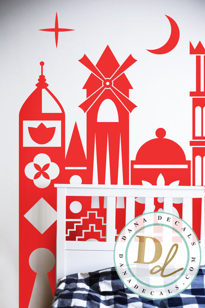 Whimsical Small Village World Wall Decal - Dana Decals