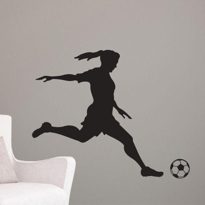 Girl Soccer Player Kicking - Dana Decals