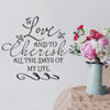 To Love and to Cherish Vow Quote - Dana Decals