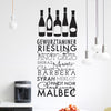 Wine Bottles & List - Dana Decals