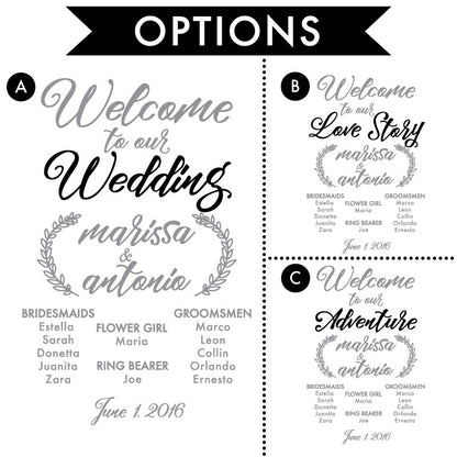 Wedding Party List Sign Decal - Dana Decals