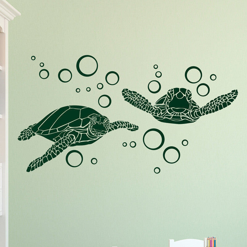 Sea Turtles with Bubbles - Dana Decals