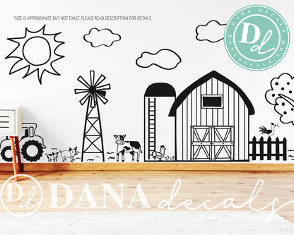 Doodled Farm Animals Country Decal Scene - Dana Decals