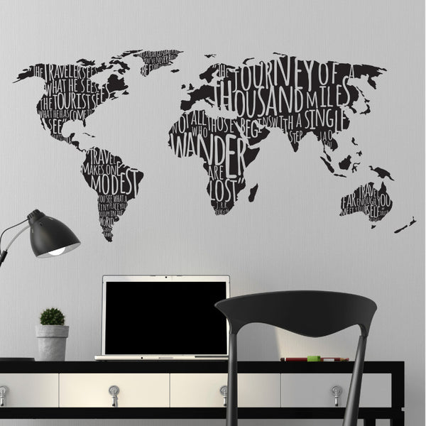 World Map with Travel Quotes - Dana Decals