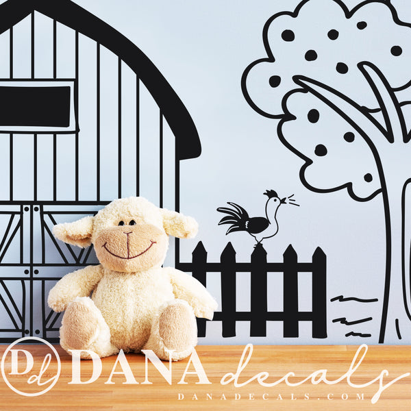 Doodled Farm Animals Country Decal Scene - Dana Decals