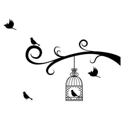 Bird Cage and Birds with Tree Branches - Dana Decals