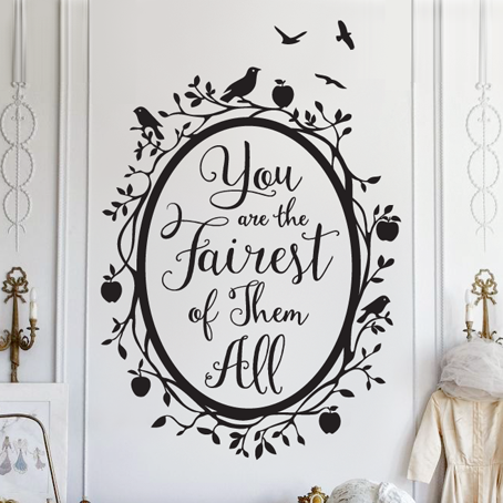 Snow White Fairest of Them All Quote in Woodland Mirror - Dana Decals