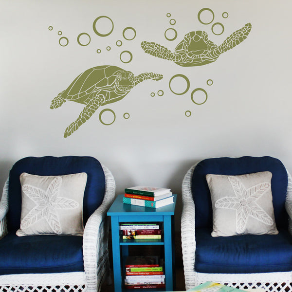 Sea Turtles with Bubbles - Dana Decals