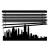 Custom Skyline under Window Blinds - Dana Decals