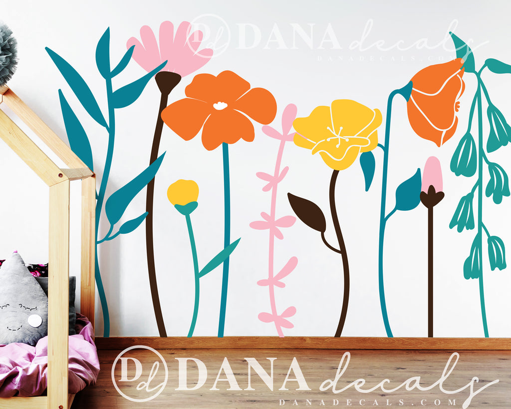 Floral Whimsical Multi-Colored Vinyl Wall Decals