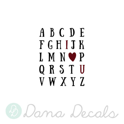I Heart U Alphabet - Dana Decals