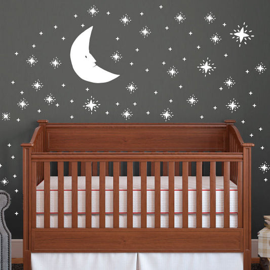 Hand-drawn Moon & Stars Mural - Dana Decals